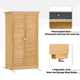 Elecwish Wooden Garden Shed 3-tier Patio Storage Cabinet Outdoor Organizer Wooden Lockers with Fir Wood (Natural Wood Color -Shutter Design), view 3