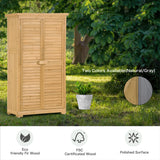 Elecwish Wooden Garden Shed 3-tier Patio Storage Cabinet Outdoor Organizer Wooden Lockers with Fir Wood (Natural Wood Color -Shutter Design), view 6