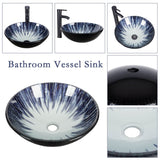 Elecwish Dark Blue Round Bathroom Vessel Sink BG1003, view 3