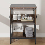 Elecwish Dark Brown Vanity with Double Storage BA029, view 2