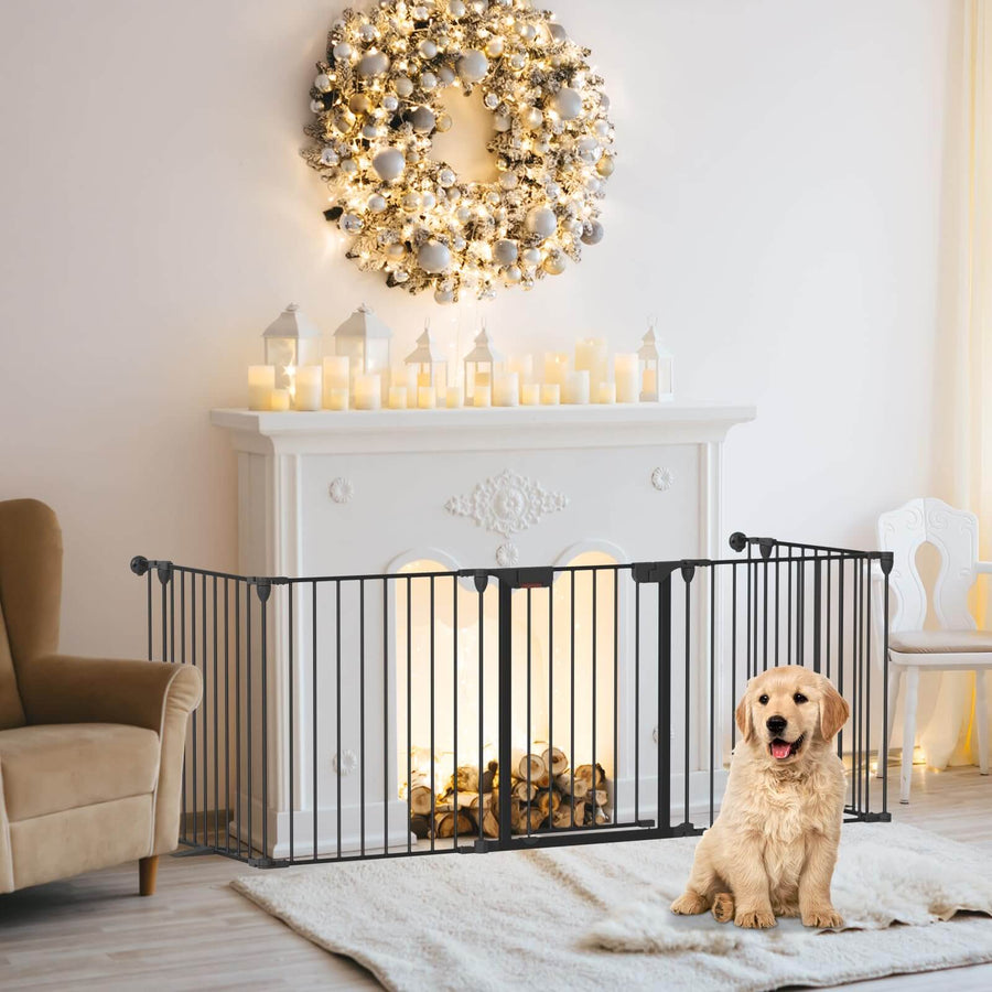 Elecwish Foldable Dog Gate 35"-149" Extra-Wide Playpen for Stairs 5 Panels PA749