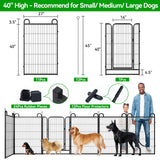 Elecwish Dog Playpen Outdoor 16 Piece Panels Heavy Duty Dog Fence 40" Height Anti-Rust with Doors Portable for RV Camping Yard, Total 36FT, 102 Sq.ft, Snowy Black PDF8002, view 4