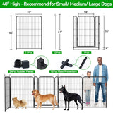 Elecwish Dog Playpen Outdoor Extra Wide 12 Piece Panels Heavy Duty Anti-Rust Coating-Strengthened Dog Fence 40" Height with Doors Portable for RV Camping Yard, Total 32FT, 79 Sq.ft, Snowy Black PS781, view 3