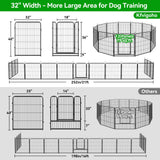 Elecwish Dog Playpen Outdoor Extra Wide 12 Piece Panels Heavy Duty Anti-Rust Coating-Strengthened Dog Fence 40" Height with Doors Portable for RV Camping Yard, Total 32FT, 79 Sq.ft, Snowy Black PS781, view 4