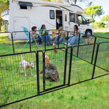 Elecwish Dog Playpen Outdoor Extra Wide 12 Piece Panels Heavy Duty Anti-Rust Coating-Strengthened Dog Fence 40" Height with Doors Portable for RV Camping Yard, Total 32FT, 79 Sq.ft, Snowy Black PS781, view 5