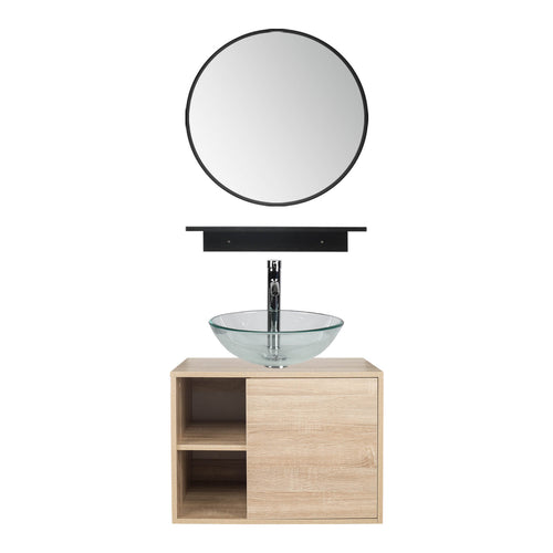 Elecwish Natural Wall Mounted Cabinet Sink Combo US-BV1004