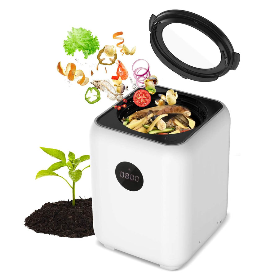 Elecwish Electric Composter for Kitchen, Smart Compost Bin Odorless with 3L/3 Modes/Self-Cleaning/LED Display/Quiet, Turn Food Waste into Fertilizer for Garden AS049