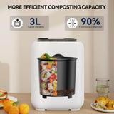Elecwish Electric Composter for Kitchen, Smart Compost Bin Odorless with 3L/3 Modes/Self-Cleaning/LED Display/Quiet, Turn Food Waste into Fertilizer for Garden AS049, view 5