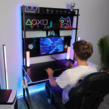 Elecwish RGB LED Gaming Desk With Pegboard X-001 [Deal Price $99], view 5