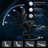 ELECWISH Gaming Chair, Reclining Computer Chair with Footrest and Lumbar Support, High Back Ergonomic for Adults with Headrest PU Leather OC087, view 5
