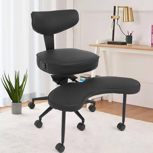 ELECWISH Meditation Chair, Cross Legged ADHD Office Chair for Adults with Wing Back Support, Ergonomic Kneeling Yoga Desk Use with Wheels, Height Adjustable seat and Leg Rest, Black  OC140