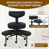 ELECWISH Meditation Chair, Cross Legged ADHD Office Chair for Adults with Wing Back Support, Ergonomic Kneeling Yoga Desk Use with Wheels, Height Adjustable seat and Leg Rest, Black  OC140, view 3