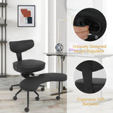 ELECWISH Meditation Chair, Cross Legged ADHD Office Chair for Adults with Wing Back Support, Ergonomic Kneeling Yoga Desk Use with Wheels, Height Adjustable seat and Leg Rest, Black  OC140, view 4