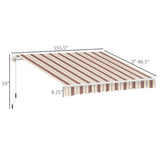 ELECWISH Outsunny 13' x 8' Retractable Awning - UV & Water-Resistant, Red Stripes, view 3