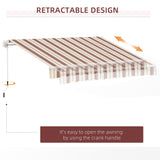 ELECWISH Outsunny 13' x 8' Retractable Awning - UV & Water-Resistant, Red Stripes, view 6