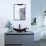 Elecwish Elegant Gold Oval Boat-Shaped Glass Vessel Sink BA20065, view 2