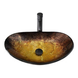 Elecwish Elegant Gold Oval Boat-Shaped Glass Vessel Sink BA20065, view 4
