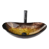 Elecwish Elegant Gold Oval Boat-Shaped Glass Vessel Sink BA20065, view 5