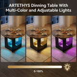 Elecwish Extendable Dining Room Table for 4-8 with Lights | Oval & Round Variable, Modern Table with Hidden Leaf, Glass Storage Shelf for Kitchen Living Room, Rustic, view 3