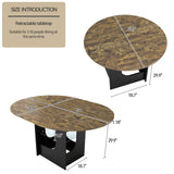 Elecwish Extendable Dining Room Table for 4-8 with Lights | Oval & Round Variable, Modern Table with Hidden Leaf, Glass Storage Shelf for Kitchen Living Room, Rustic, view 5