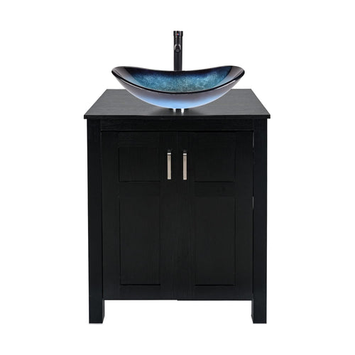 Elecwish Black Bathroom Vanity Set Combo with Vessel Sink HW1120