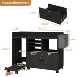 Elecwish File Cabinets for Home Office Printer Stand with Storage Black Rolling Office Organizer with Lock Under Desk Filing Cabinet with Adjustable Shelves and Charging Station OC04, view 4