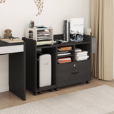 Elecwish File Cabinets for Home Office Printer Stand with Storage Black Rolling Office Organizer with Lock Under Desk Filing Cabinet with Adjustable Shelves and Charging Station OC04, view 6