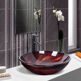 Elecwish Flame Red Round Artistic Glass Basin BA20075, view 2