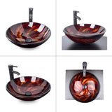Elecwish Flame Red Round Artistic Glass Basin BA20075, view 3