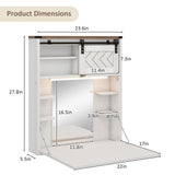 Elecwish Floating Vanity Desk with Mirror and Lights Small Wall Mounted Makeup Set with Storage White Farmhouse Dressing Table for Tiny Space IF148/, view 3