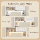 Elecwish Floating Vanity Desk with Mirror and Lights Small Wall Mounted Makeup Set with Storage White Farmhouse Dressing Table for Tiny Space IF148/, view 5