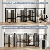 Elecwish Freestanding Dog Gates for Doorways, 32"x144" Extra Tall & Wide, Foldable Dog Fence Indoor with Door for Deck,House,Stairs,Extra Wide, Snowblack, view 4