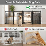 Elecwish Freestanding Dog Gates for Doorways, 32"x144" Extra Tall & Wide, Foldable Dog Fence Indoor with Door for Deck,House,Stairs,Extra Wide, Snowblack, view 5