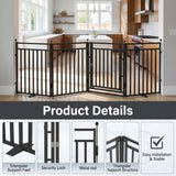 Elecwish Freestanding Dog Gates for Doorways, 32"x144" Extra Tall & Wide, Foldable Dog Fence Indoor with Door for Deck,House,Stairs,Extra Wide, Snowblack, view 6