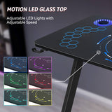 Elecwish Tempered Glass Desktop RGB LED Gaming Desk S-001, view 6