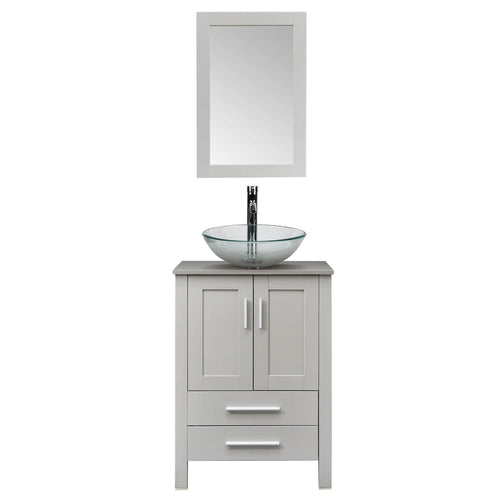 Elecwish Gray Wood Bathroom Cabinet Combo Set BV1010-GY