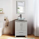 Elecwish Gray Wood Bathroom Cabinet Combo Set BV1010-GY, view 2