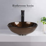 Elecwish Brown Round Glass Vessel Sink BA20062, view 2