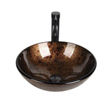 Elecwish Brown Round Glass Vessel Sink BA20062, view 3