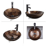 Elecwish Brown Round Glass Vessel Sink BA20062, view 4