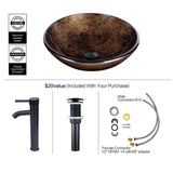 Elecwish Brown Round Glass Vessel Sink BA20062, view 5