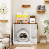 Elecwish Litter Box Furniture Hidden, Cat Litter Box Enclosure Cabinet Large with Double Doors and Pull-Out Drawer for Self-Cleaning Litter Boxes, White, view 2