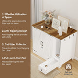 Elecwish Litter Box Furniture Hidden, Cat Litter Box Enclosure Cabinet Large with Double Doors and Pull-Out Drawer for Self-Cleaning Litter Boxes, White, view 3