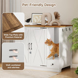 Elecwish Litter Box Furniture Hidden, Cat Litter Box Enclosure Cabinet Large with Double Doors and Pull-Out Drawer for Self-Cleaning Litter Boxes, White, view 4