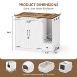Elecwish Litter Box Furniture Hidden, Cat Litter Box Enclosure Cabinet Large with Double Doors and Pull-Out Drawer for Self-Cleaning Litter Boxes, White, view 6