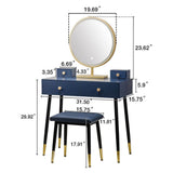 Elecwish Modern Blue Dressing Table PU Cushion Stool HW1178, view 4