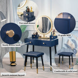 Elecwish Modern Blue Dressing Table PU Cushion Stool HW1178, view 5