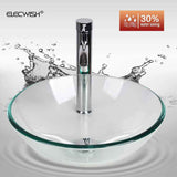 Elecwish Clear Tempered  Glass Round Vessel Sink BA20061, view 4