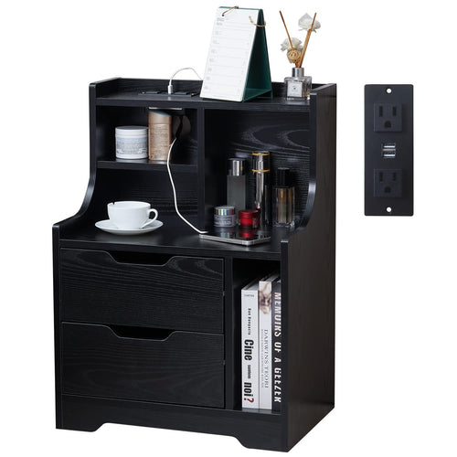 Elecwish Nightstand with Charging Station IF014