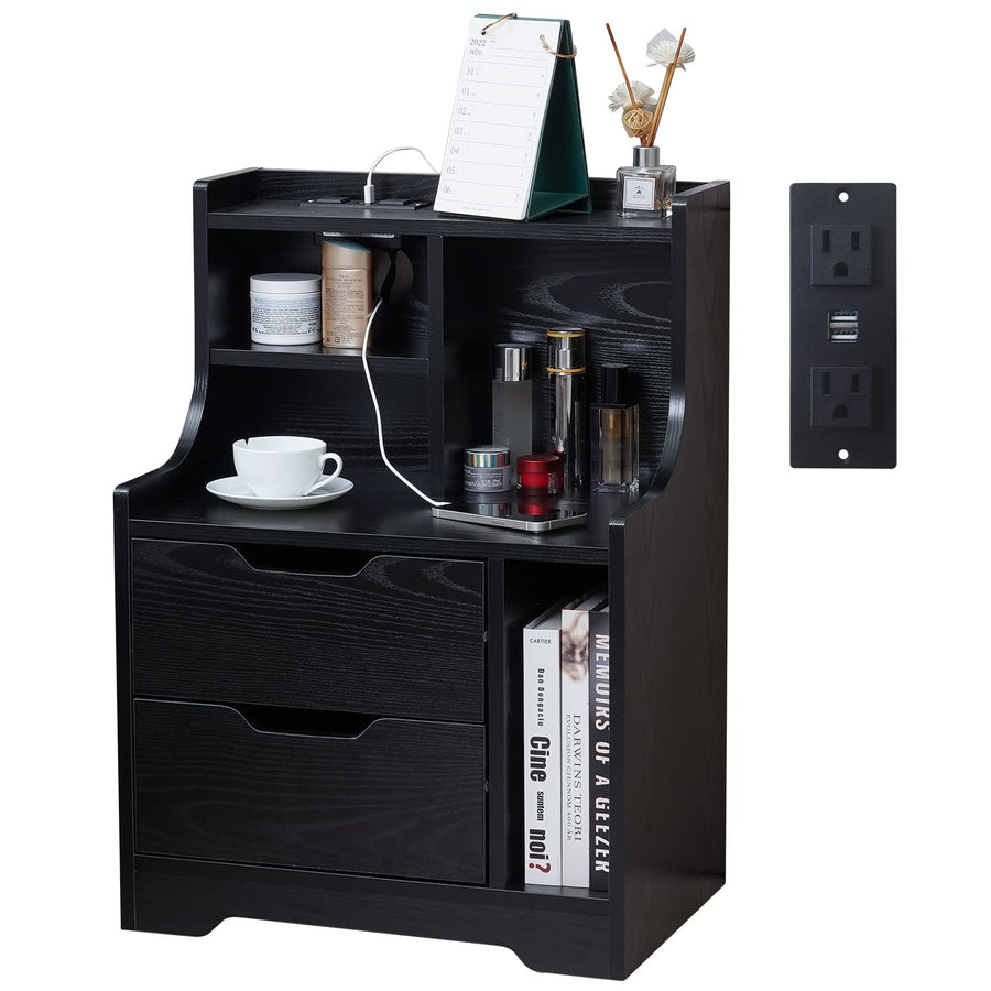 Elecwish Nightstand with Charging Station IF014
